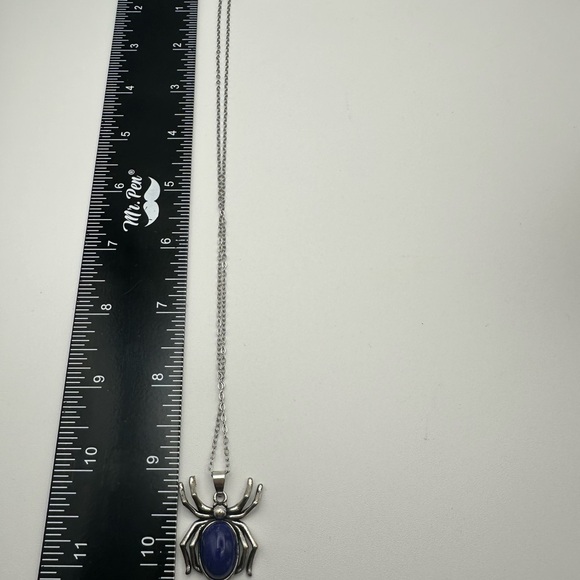 Lapis Lazuli/Copper Spider Pendant Necklace - Picture 5 of 9